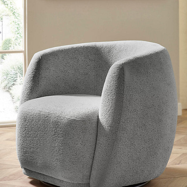 Bowline Swivel Chair Chenille Grey Fabric BOW002 - Havenheim Furniture