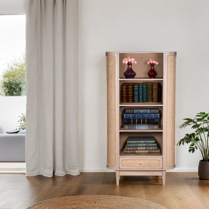 Valencia Cane & Mango Wood Bookcase CA05 - Havenheim Furniture