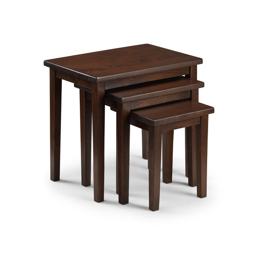 CLEO NEST OF TABLES - MAHOGANY FINISH Solid Rubberwood CLE015
