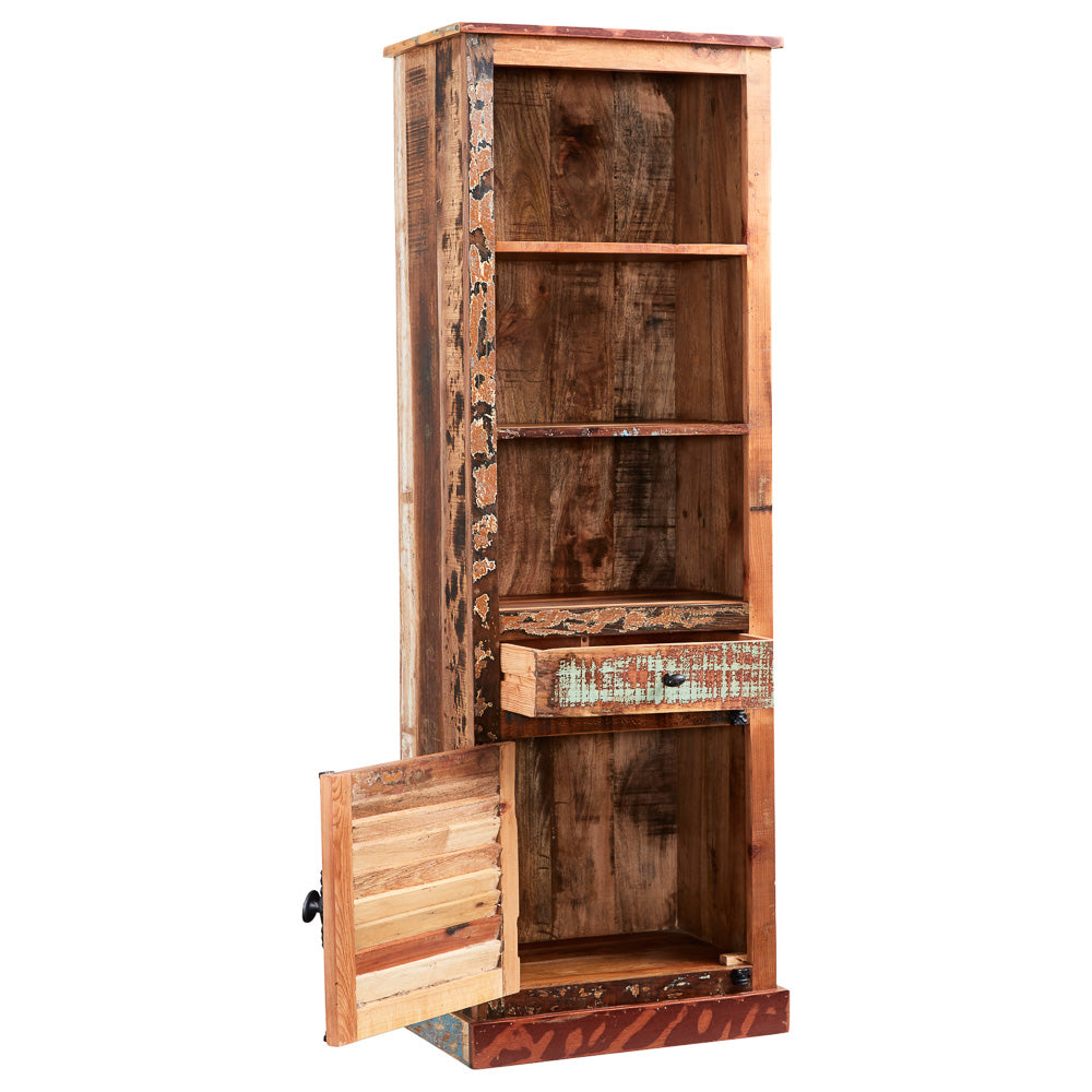 Coastal Solid Wood Narrow Bookcase CS09 open