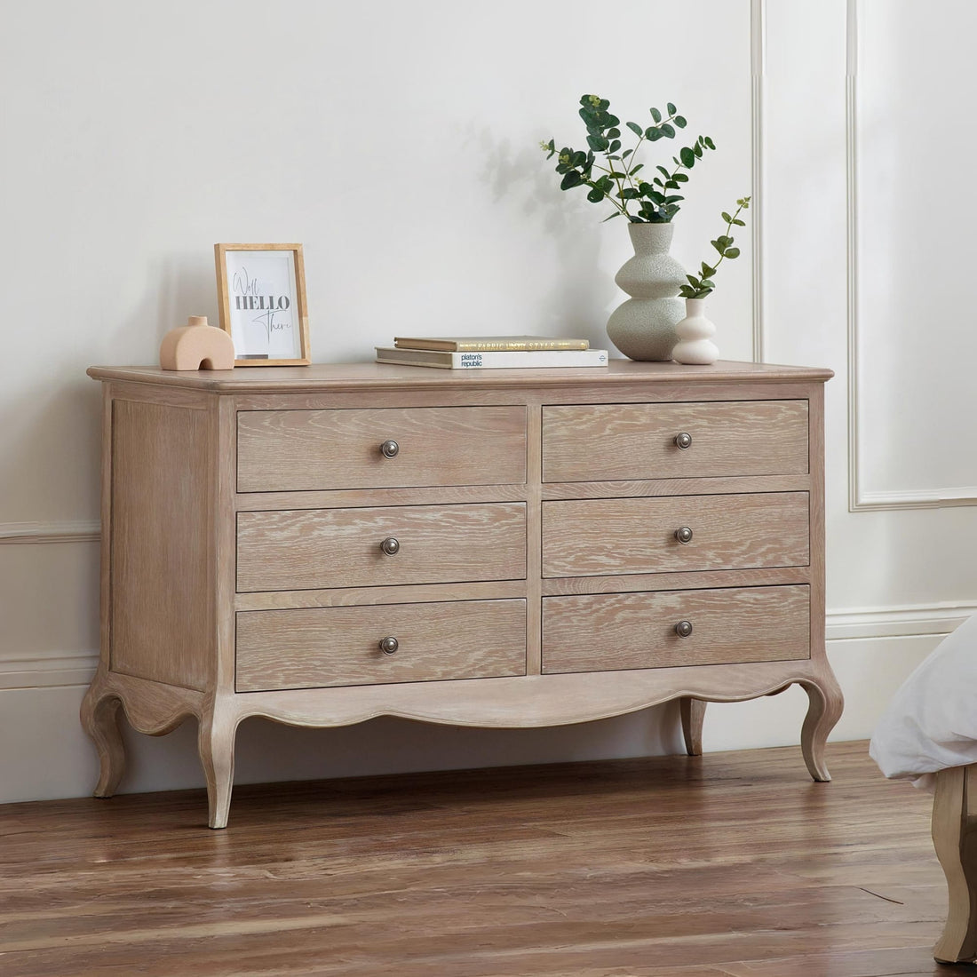 Camille 6 Drawer Wide Chest Limed Oak CAM403 - Havenheim Furniture