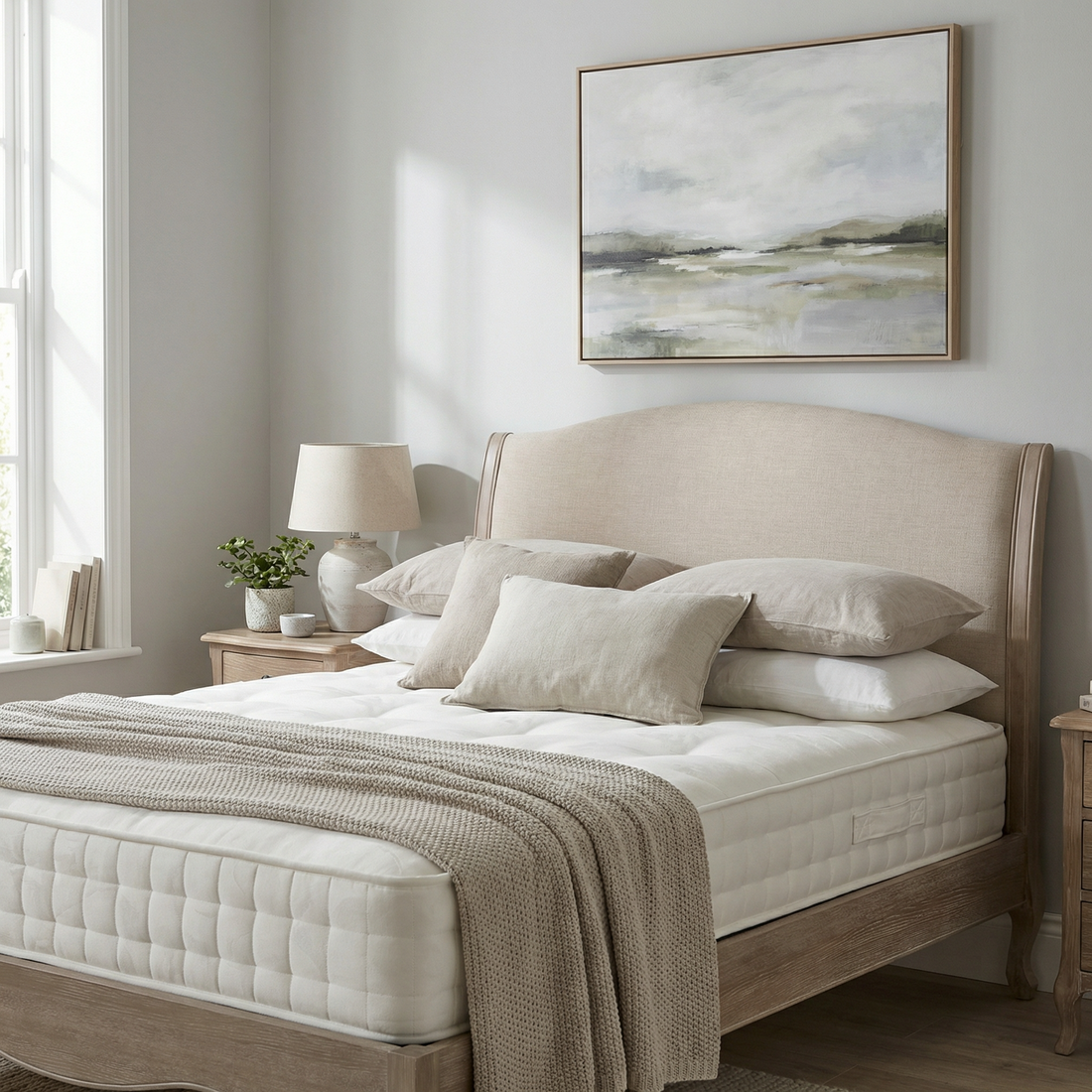 Camille 135cm Double Bed - Oatmeal CAM301 - Havenheim Furniture