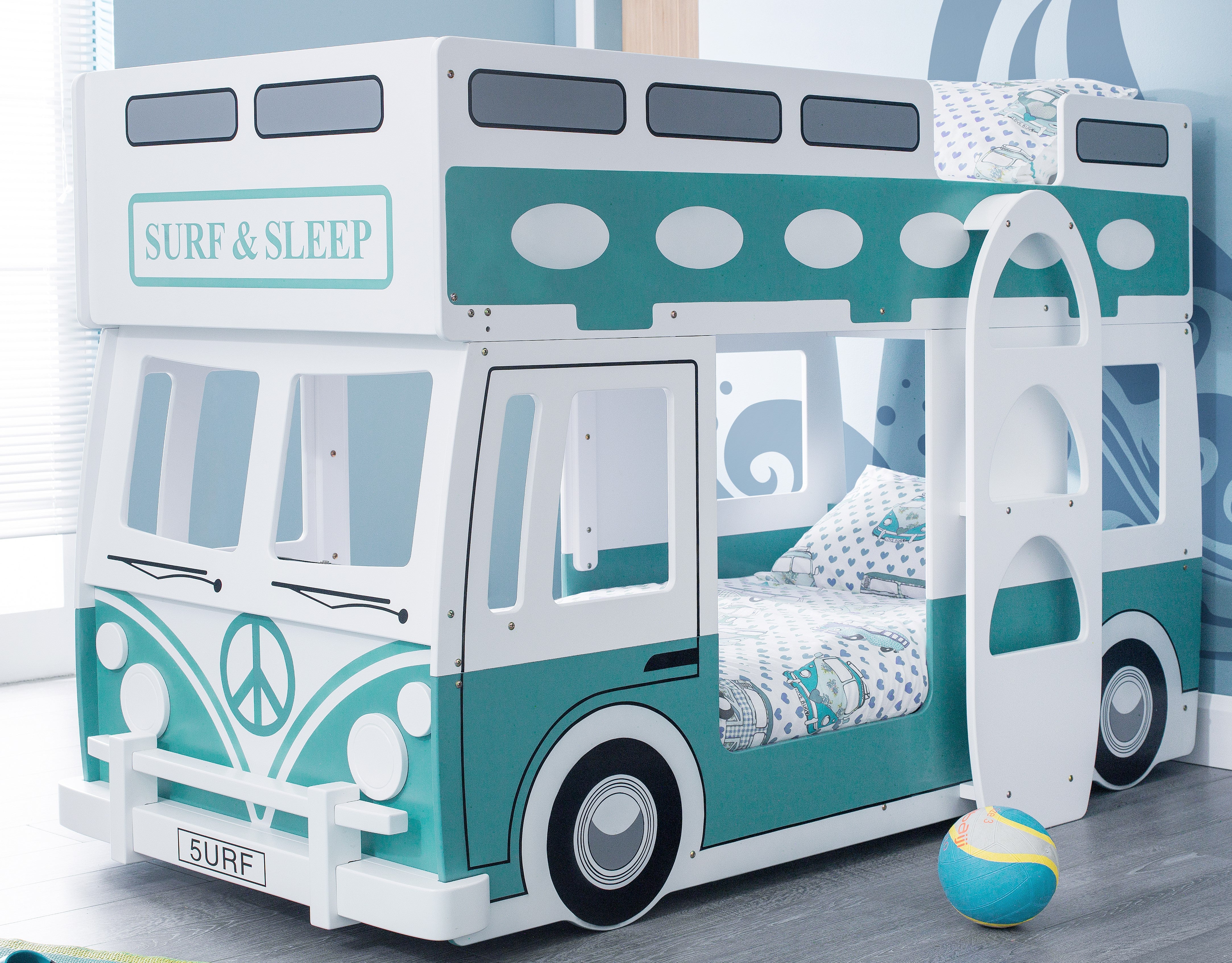Campervan Bunk Bed - White & Green CAM701 - Havenheim Furniture