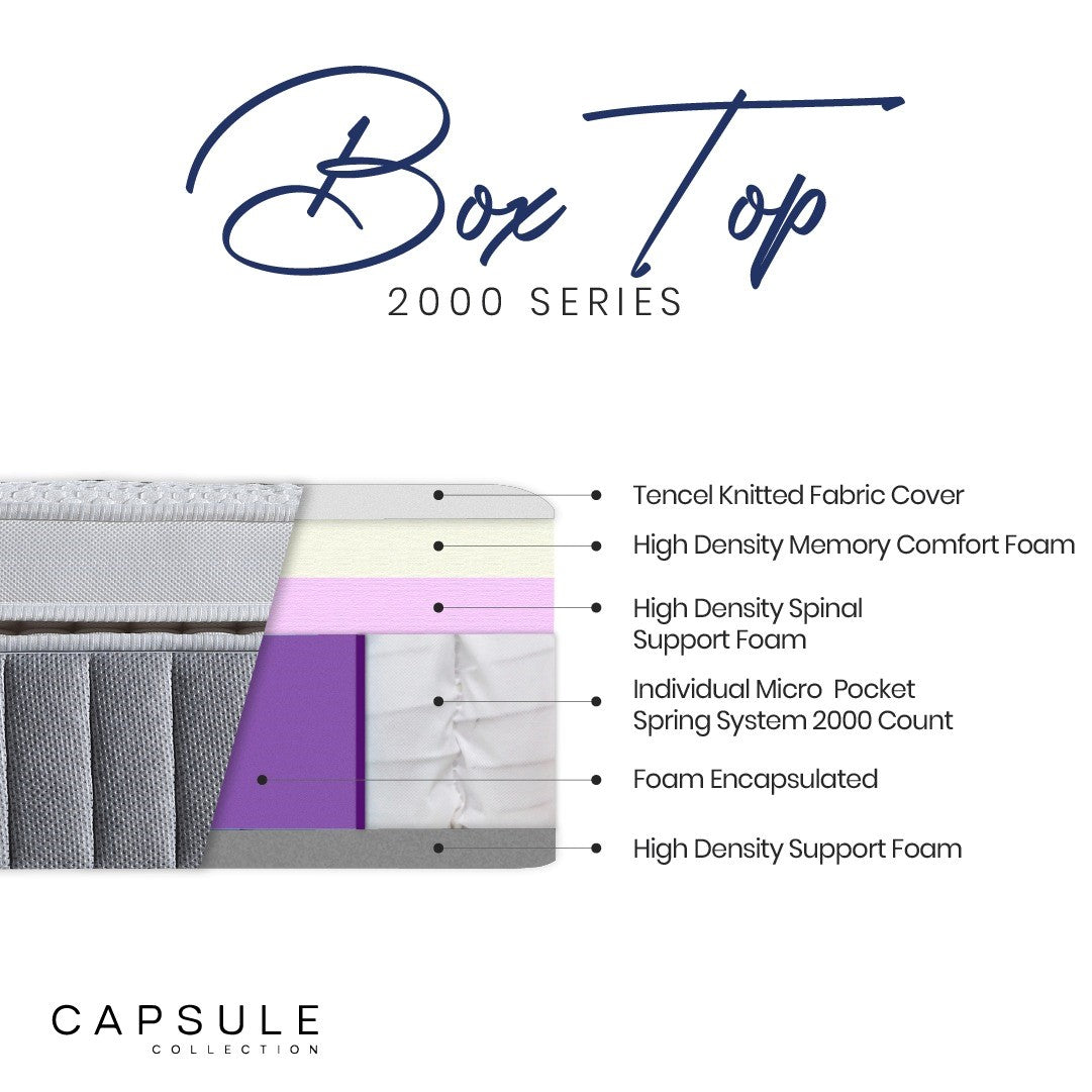 Capsule 2000 Box Top Mattress 150cm King - White MAT080 - Havenheim Furniture