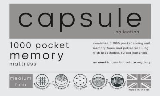 Capsule Memory Pocket 1000 Mattress 180CM MAT024 - Havenheim Furniture