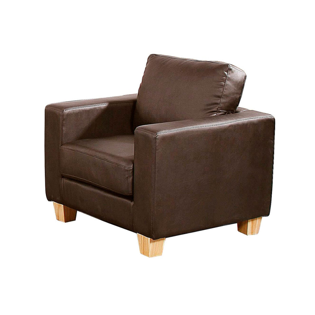 Chesterfield 1 Seater Sofa PU Faux Leather - Brown