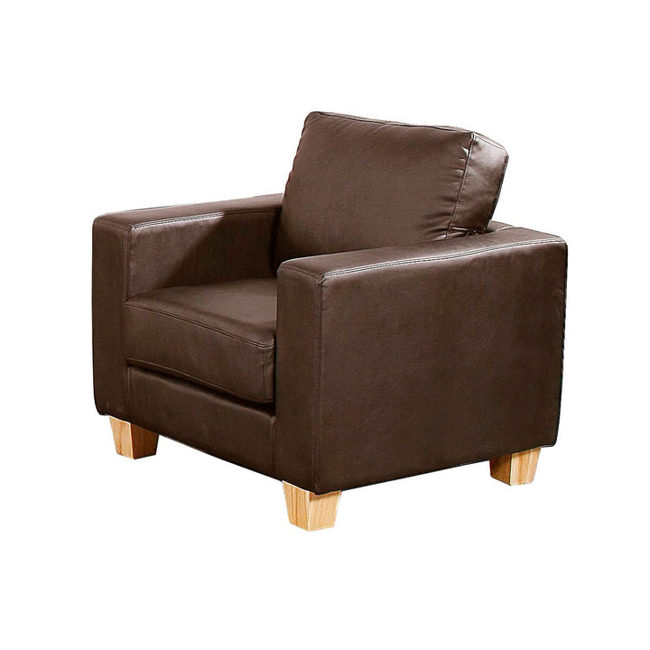 Chesterfield 1 Seater Sofa PU Faux Leather - Brown