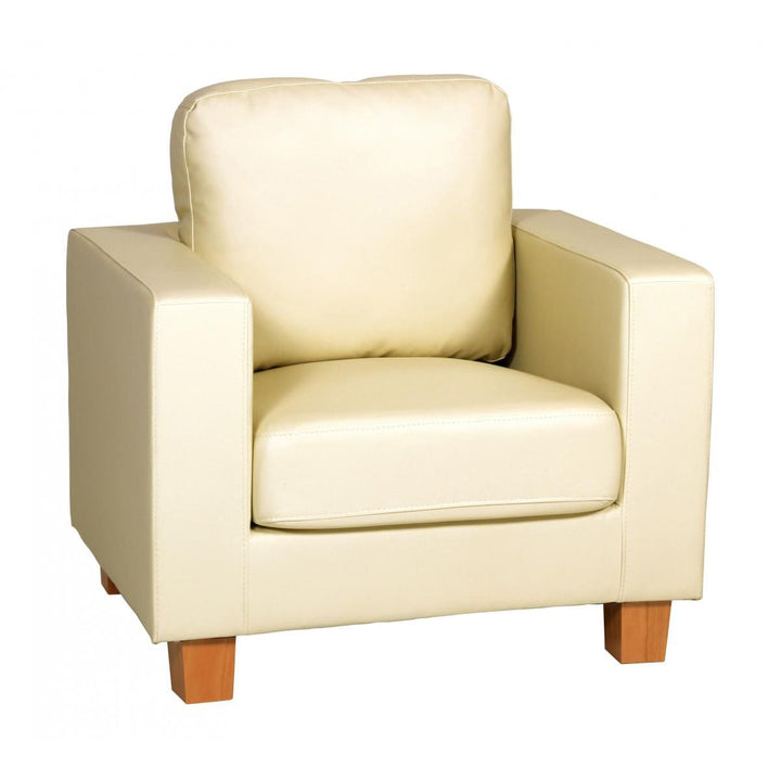 Chesterfield 1 Seater Sofa PU Faux Leather - Cream
