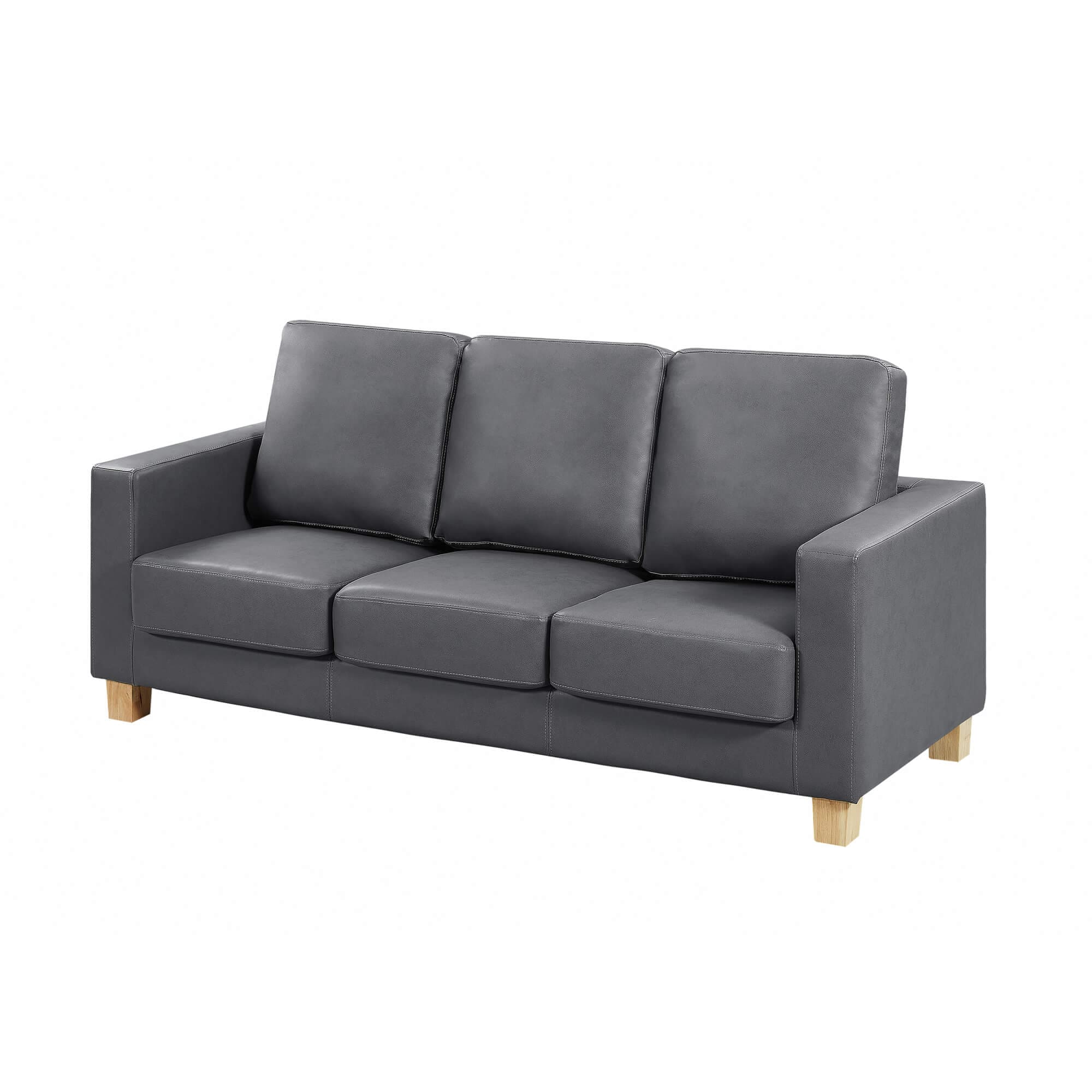 Heartlands Furniture Chesterfield 3 seater sofa in grey PU faux leather with button-tufted upholstery