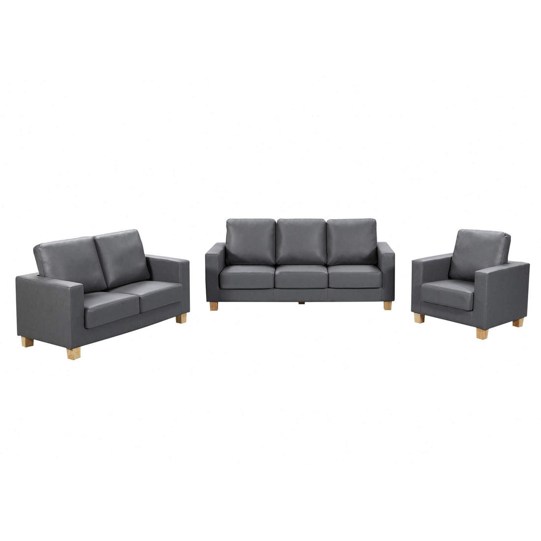 Heartlands Furniture Chesterfield 3 seater sofa set in grey PU faux leather