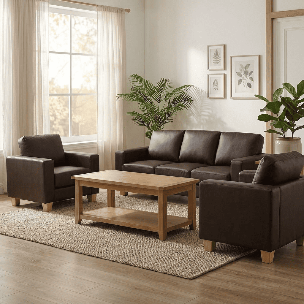 Chesterfield 1 Seater Sofa PU Faux Leather - Brown