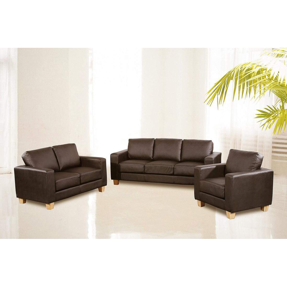 Heartlands Furniture Chesterfield 3 seater sofa in brown PU faux leather