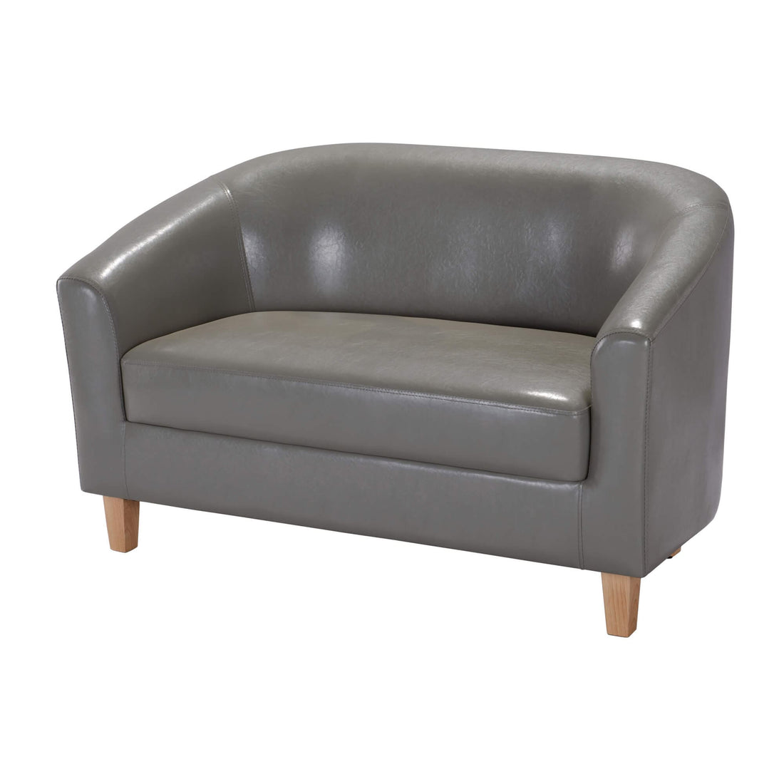 Heartlands Furniture Claridon 2 seater sofa in grey PU faux leather, front view