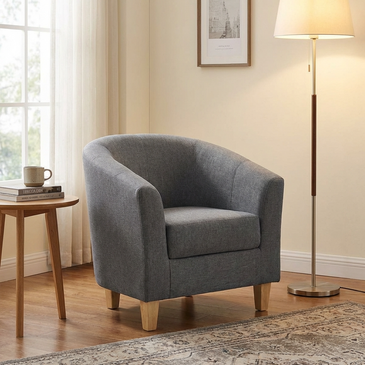 Claridon 1 Seater Sofa Linen Fabric Dark Grey CLARFAB1GRE - Havenheim Furniture