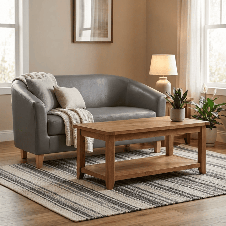 Grey Claridon 2 seater sofa in PU faux leather by Heartlands Furniture
