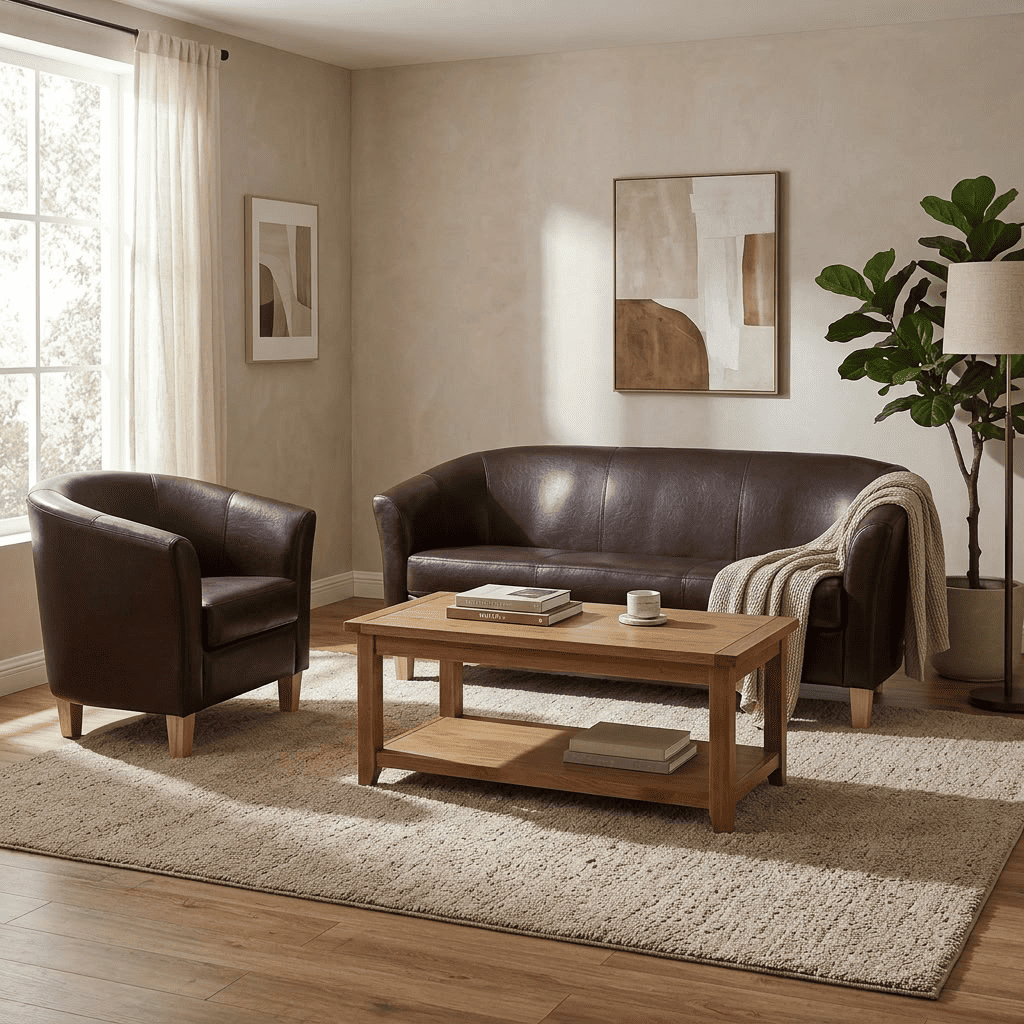 Brown Claridon 3-seater sofa by Heartlands Furniture, featuring plush PU upholstery and a modern, comfortable design.