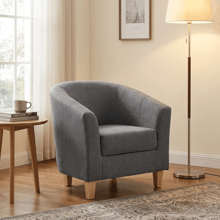 Claridon 1 Seater Sofa Linen Fabric Dark Grey CLARFAB1GRE - Havenheim Furniture
