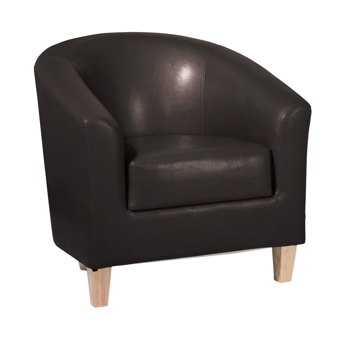 Heartlands Furniture Claridon 1 seater sofa in brown PU faux leather, shown solo