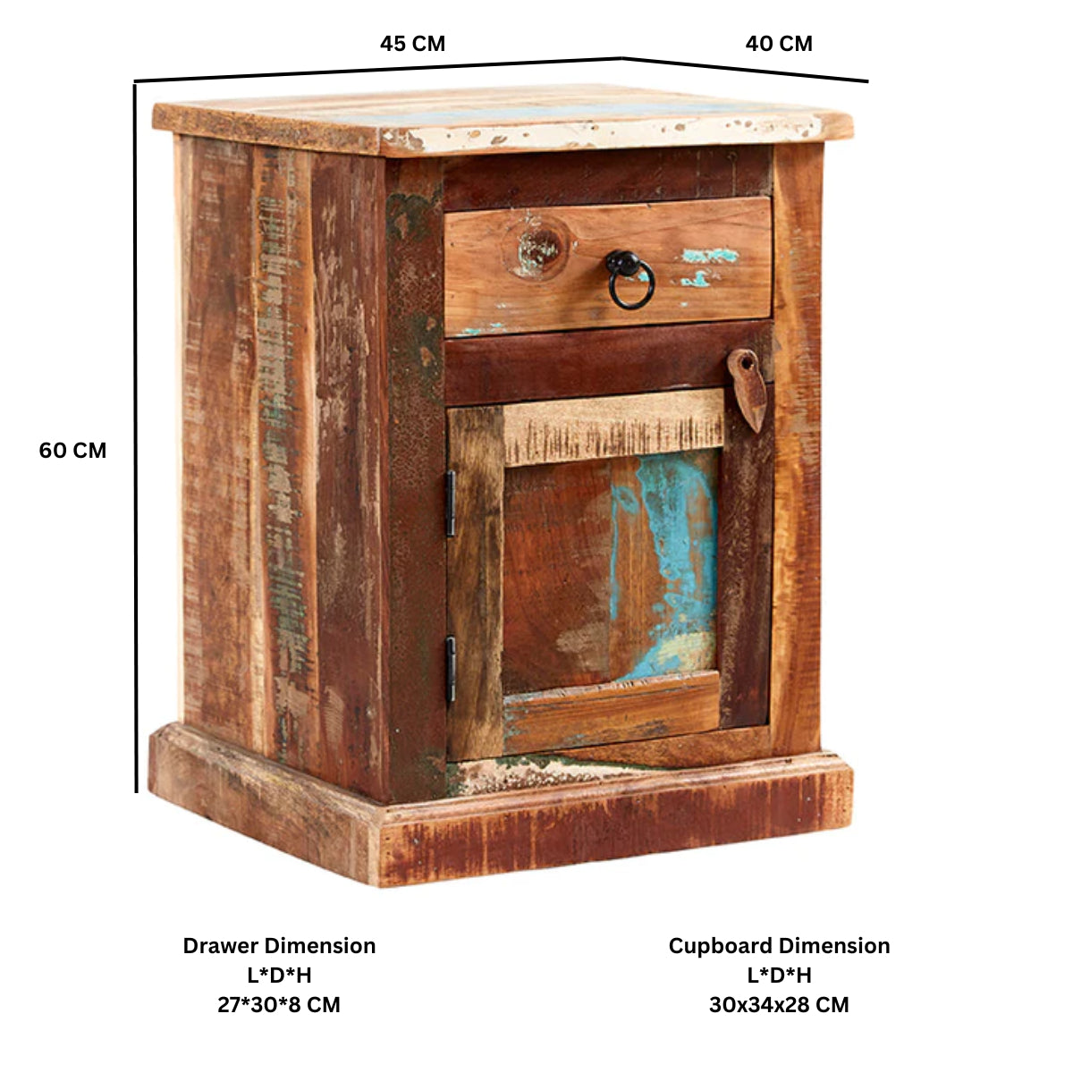 Coastal Bedside Table Solid Wood CS21 - Havenheim Furniture