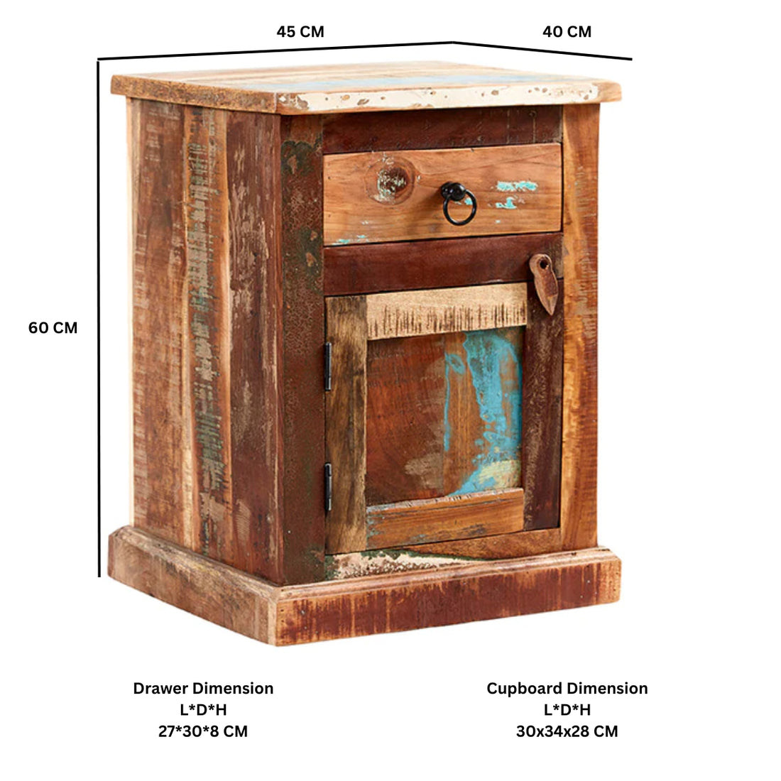 Coastal Bedside Table Solid Wood CS21 - Havenheim Furniture