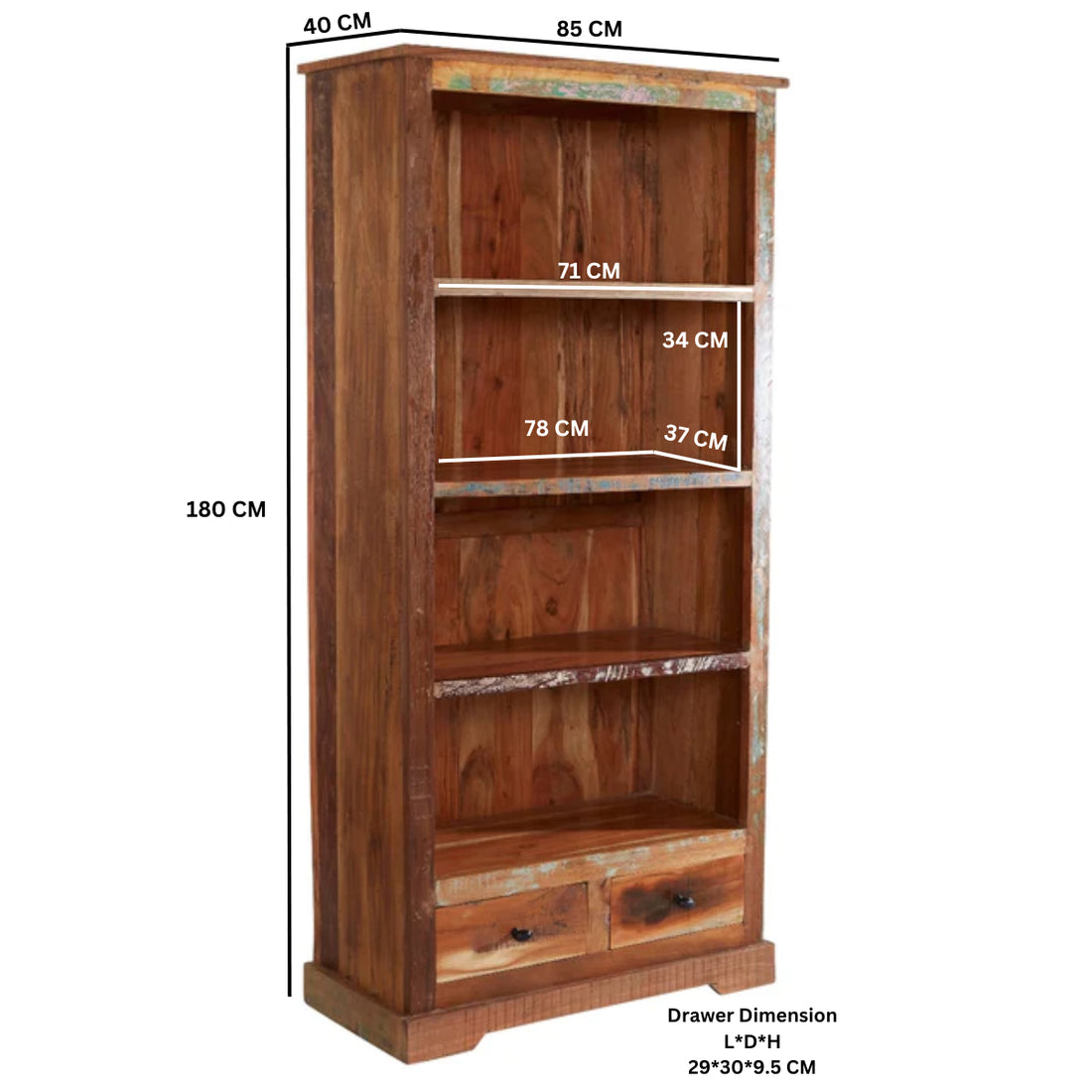 Coastal Large Bookcase Solid Wood CS18 - Havenheim Furniture