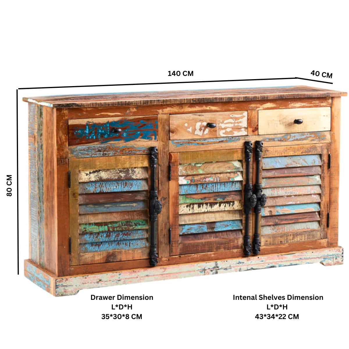 Coastal Large Sideboard Solid Wood CS06 - Havenheim Furniture