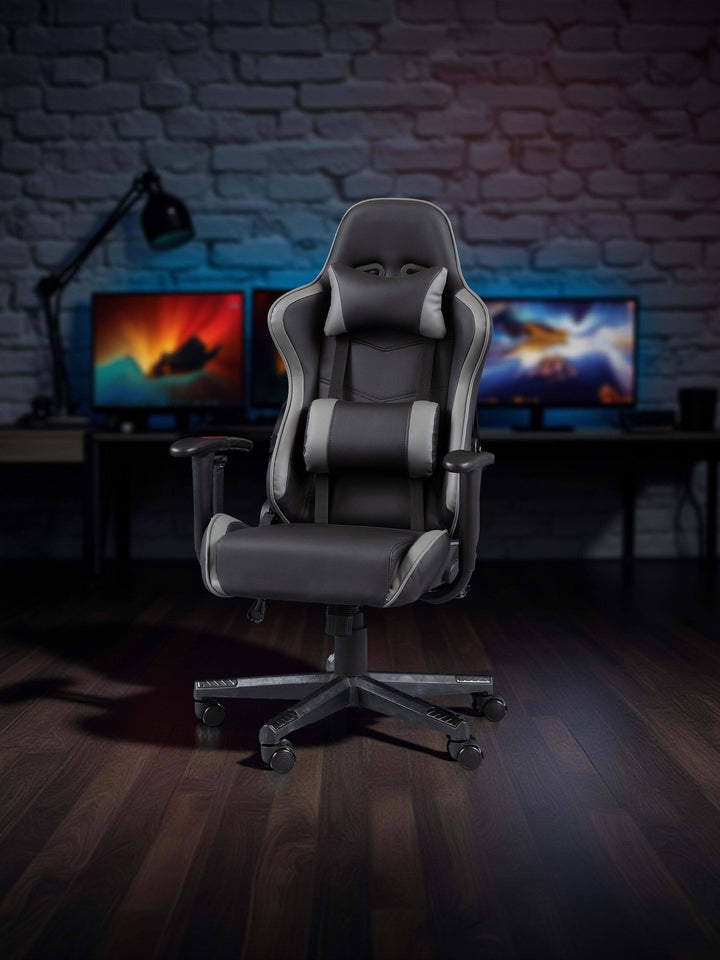 Comet Gaming Chair Black and Grey Faux Leather COM201