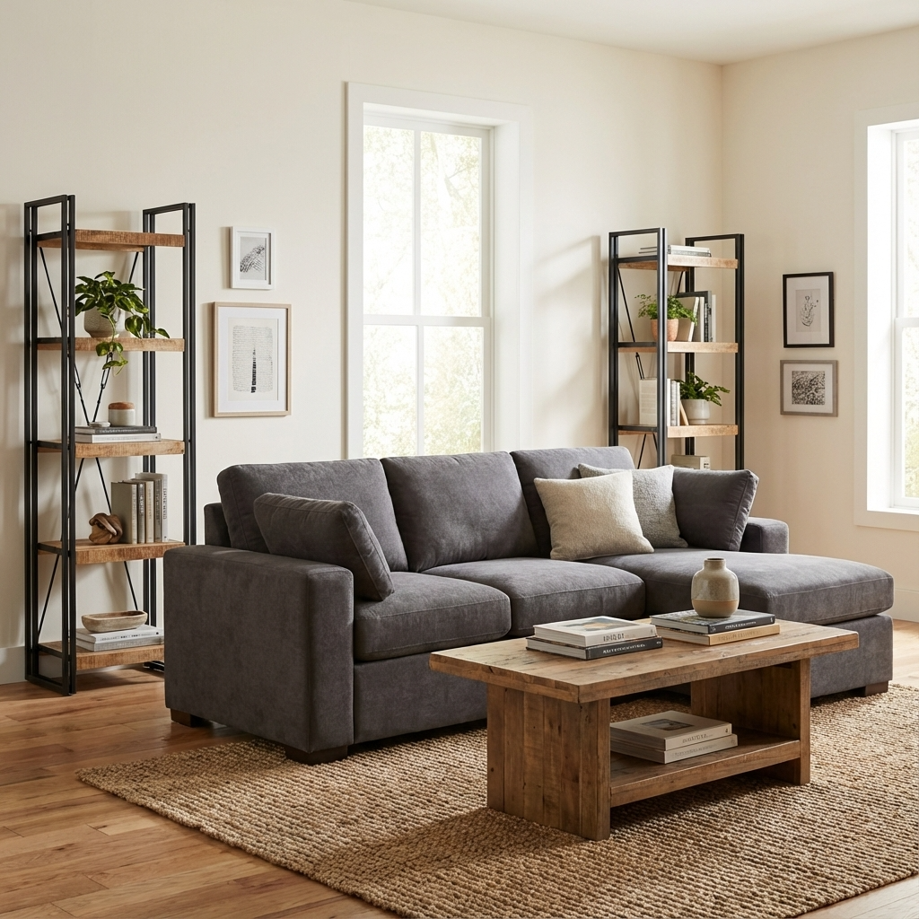 Cosmo Industrial Slim Open Bookcase Mango Wood and Metal ID23 - Havenheim Furniture