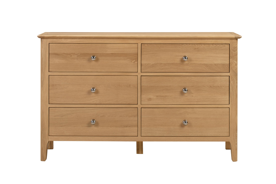 Cotswold 6 Drawer Wide Chest Solid Oak COT103 - Havenheim Furniture
