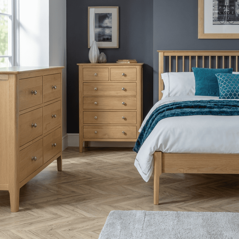 Cotswold 4+2 Drawer Chest Solid Oak and Oak Veneers COT102 - Havenheim Furniture