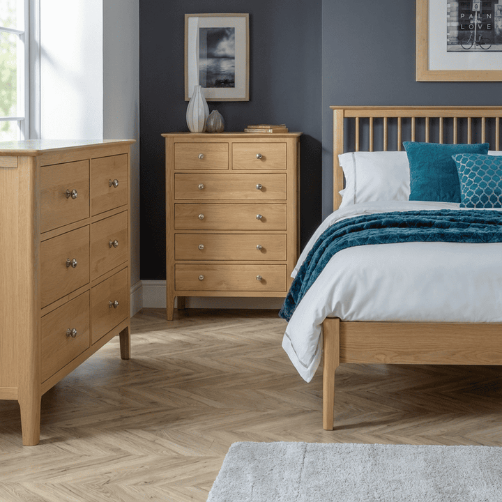 Cotswold 4+2 Drawer Chest Solid Oak and Oak Veneers COT102 - Havenheim Furniture