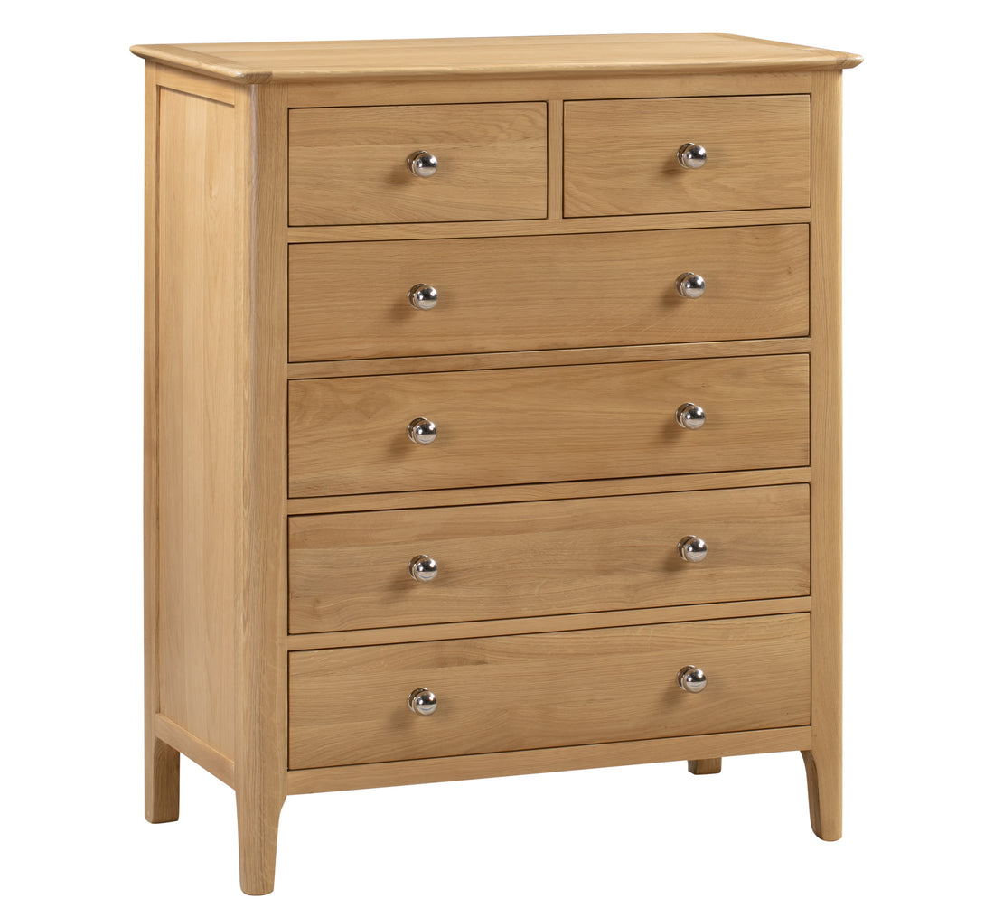 Cotswold 4+2 Drawer Chest Solid Oak and Oak Veneers COT102 - Havenheim Furniture