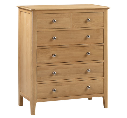 Cotswold 4+2 Drawer Chest Solid Oak and Oak Veneers COT102