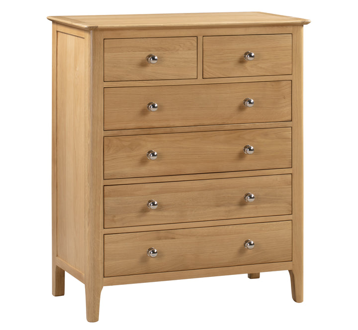 Cotswold 4+2 Drawer Chest Solid Oak and Oak Veneers COT102 - Havenheim Furniture
