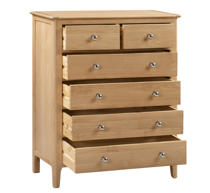 Cotswold 4+2 Drawer Chest Solid Oak and Oak Veneers COT102 - Havenheim Furniture