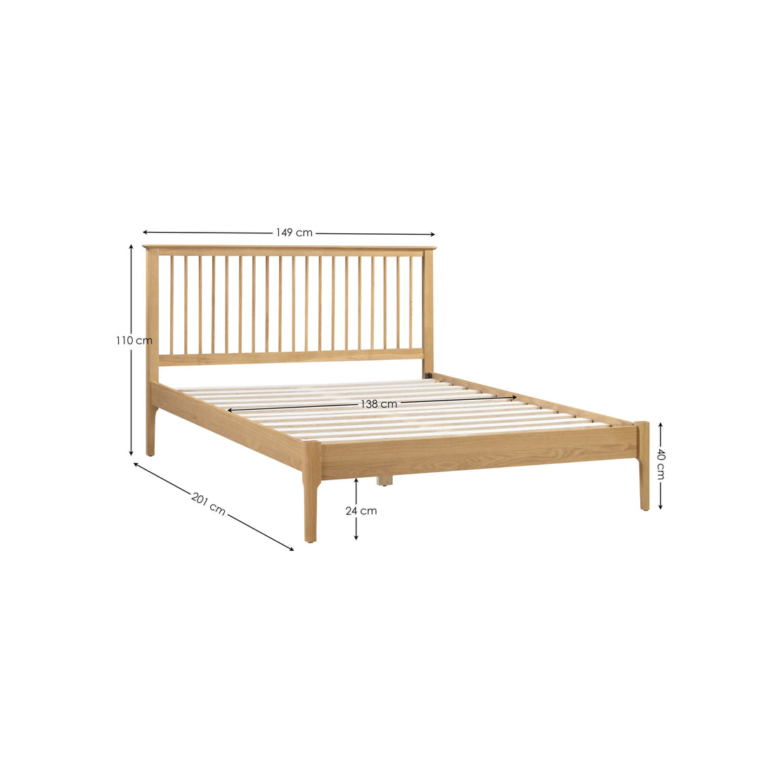 Cotswold King Size 150cm Bed Solid Oak and Oak Veneer COT106 - Havenheim Furniture