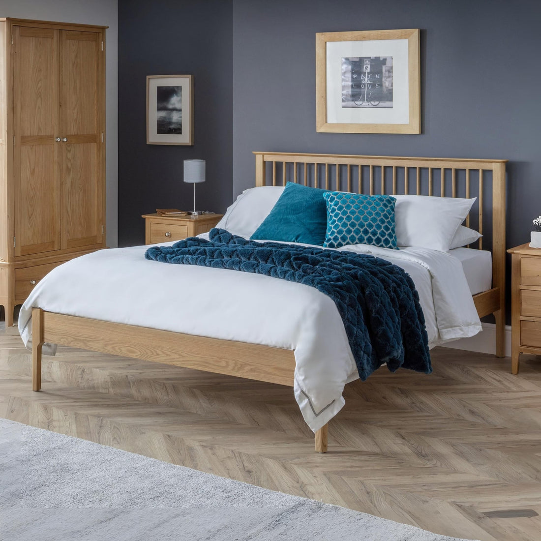 Cotswold King Size 150cm Bed Solid Oak and Oak Veneer COT106 - Havenheim Furniture