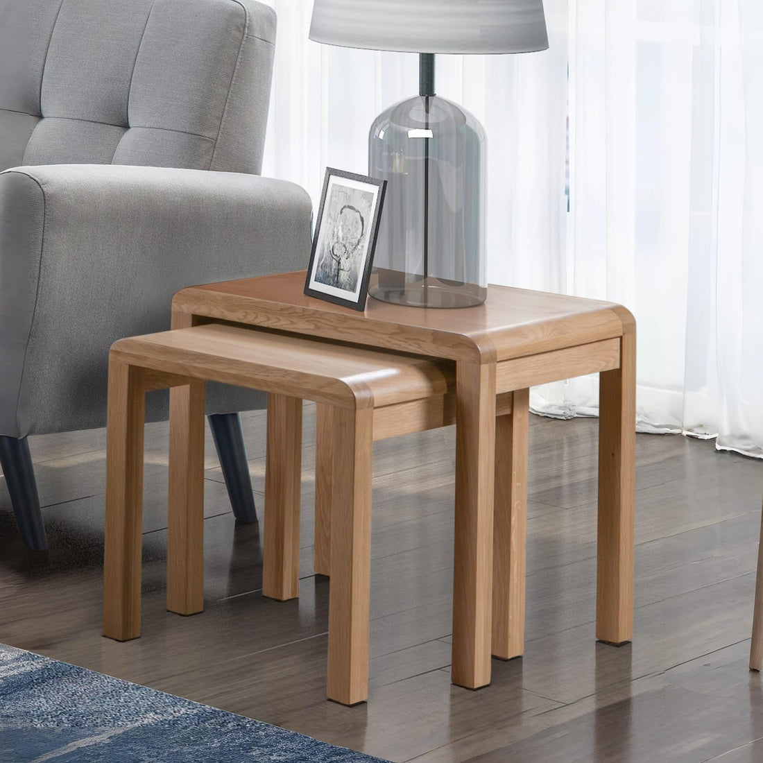 Curve Oak Nest of 2 Tables CUR304 - Havenheim Furniture