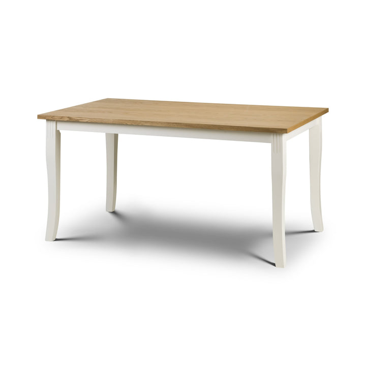 Davenport Oak/Ivory Rectangular Dining Table 150cm Solid Rubberwood & Oak Veneer DAV001 - Havenheim Furniture