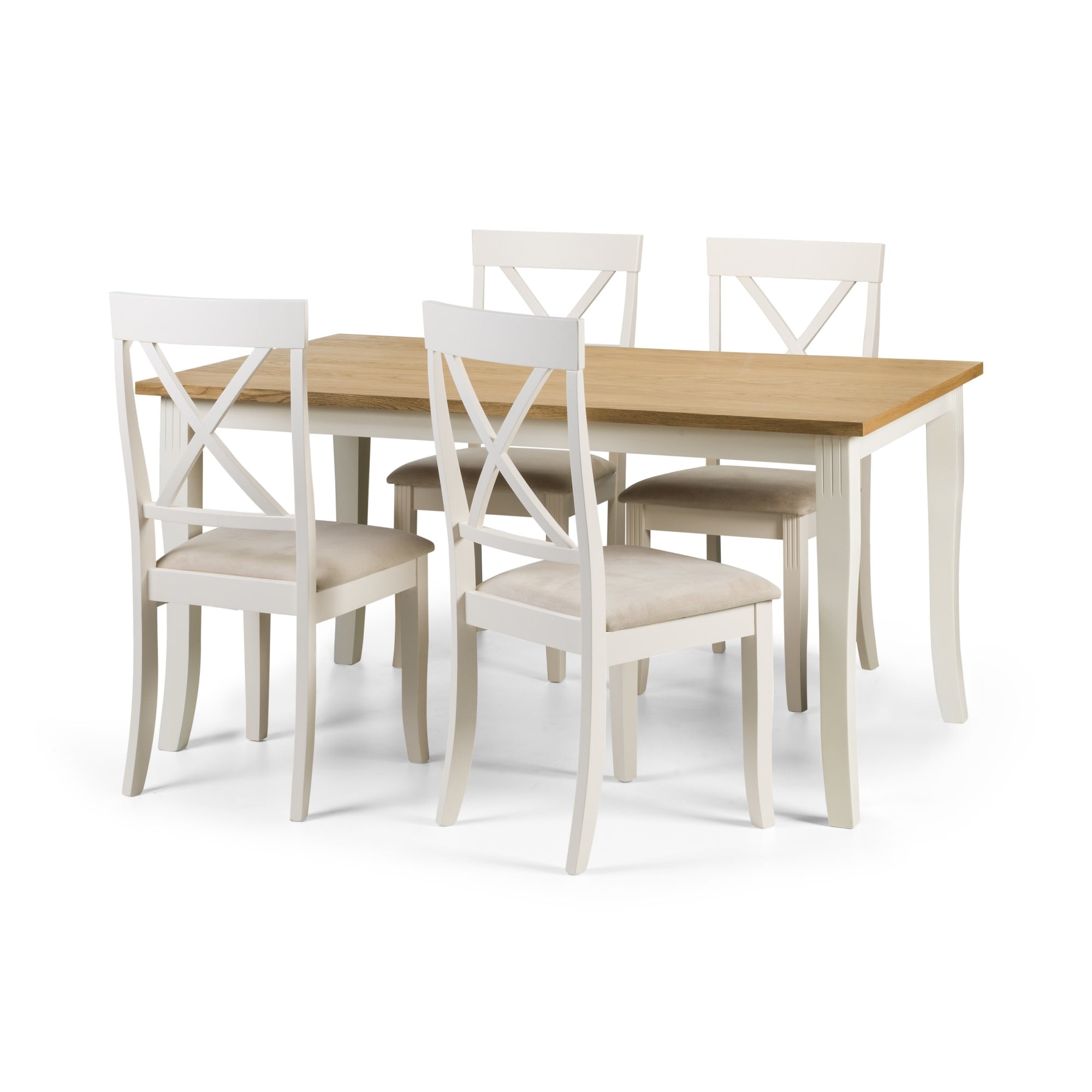 Davenport Oak/Ivory Rectangular Dining Table 150cm Solid Rubberwood & Oak Veneer DAV001 - Havenheim Furniture