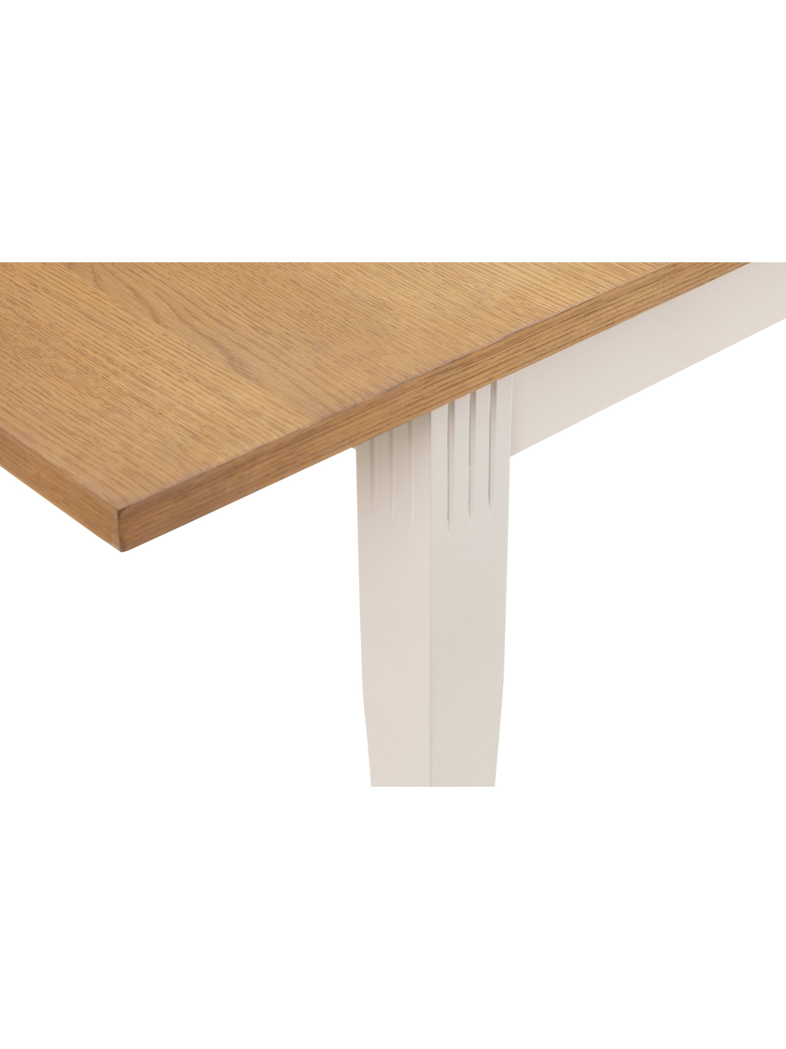 Julian Bowen Davenport extending dining table, ivory and oak effect, 4-6 seater close-up