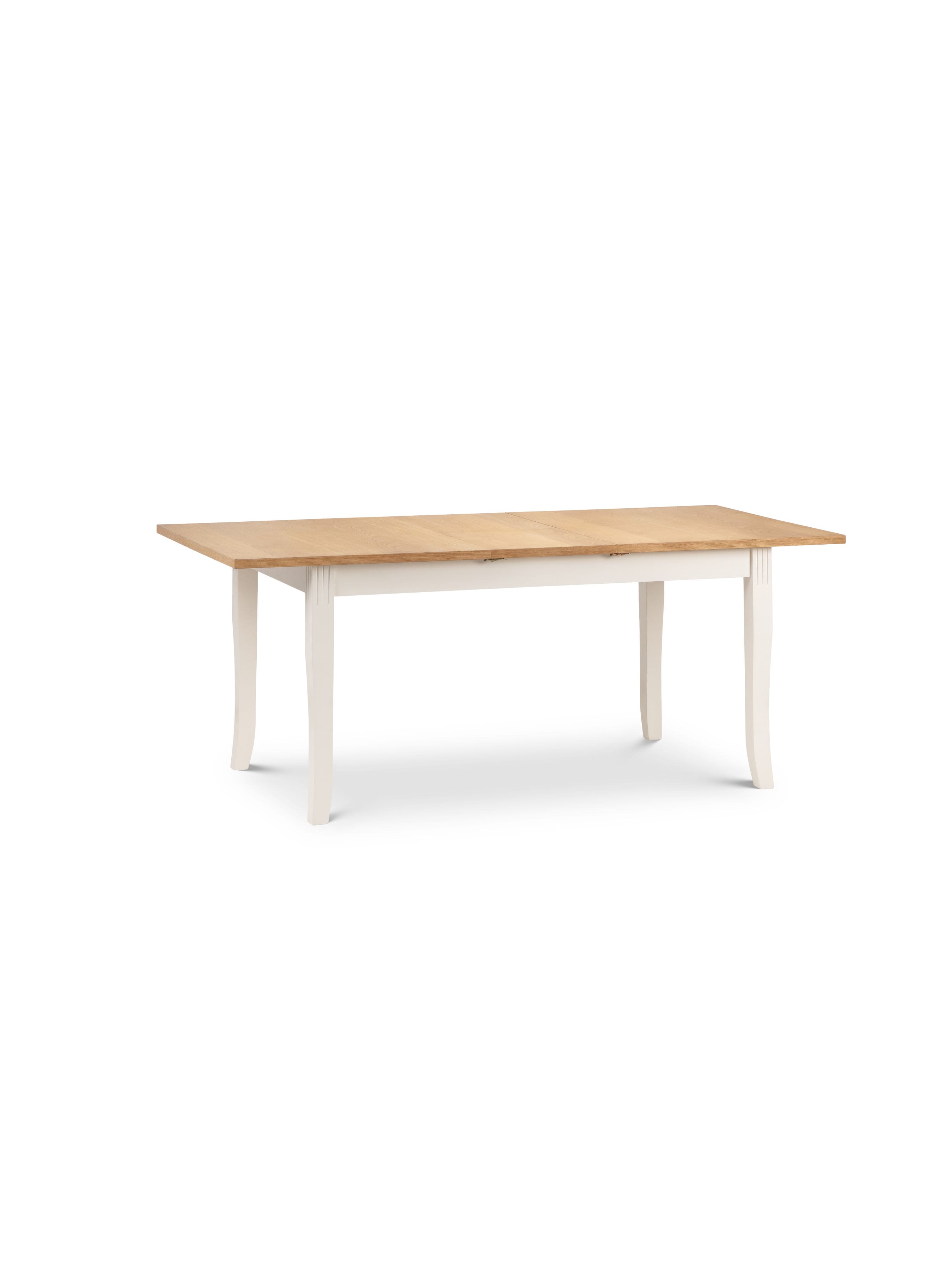 Julian Bowen Davenport extending dining table in ivory and oak effect, extended to seat 4-6 people