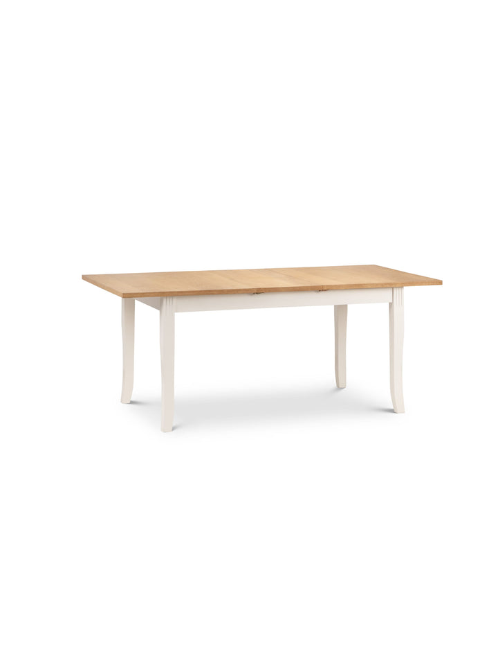 Julian Bowen Davenport extending dining table in ivory and oak effect, extended to seat 4-6 people