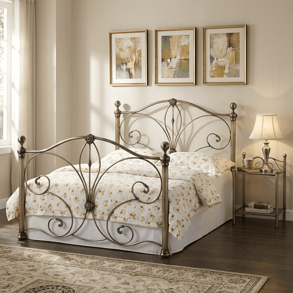 Diane Antique Brass King Size Bed 150cm DIANKS - Havenheim Furniture