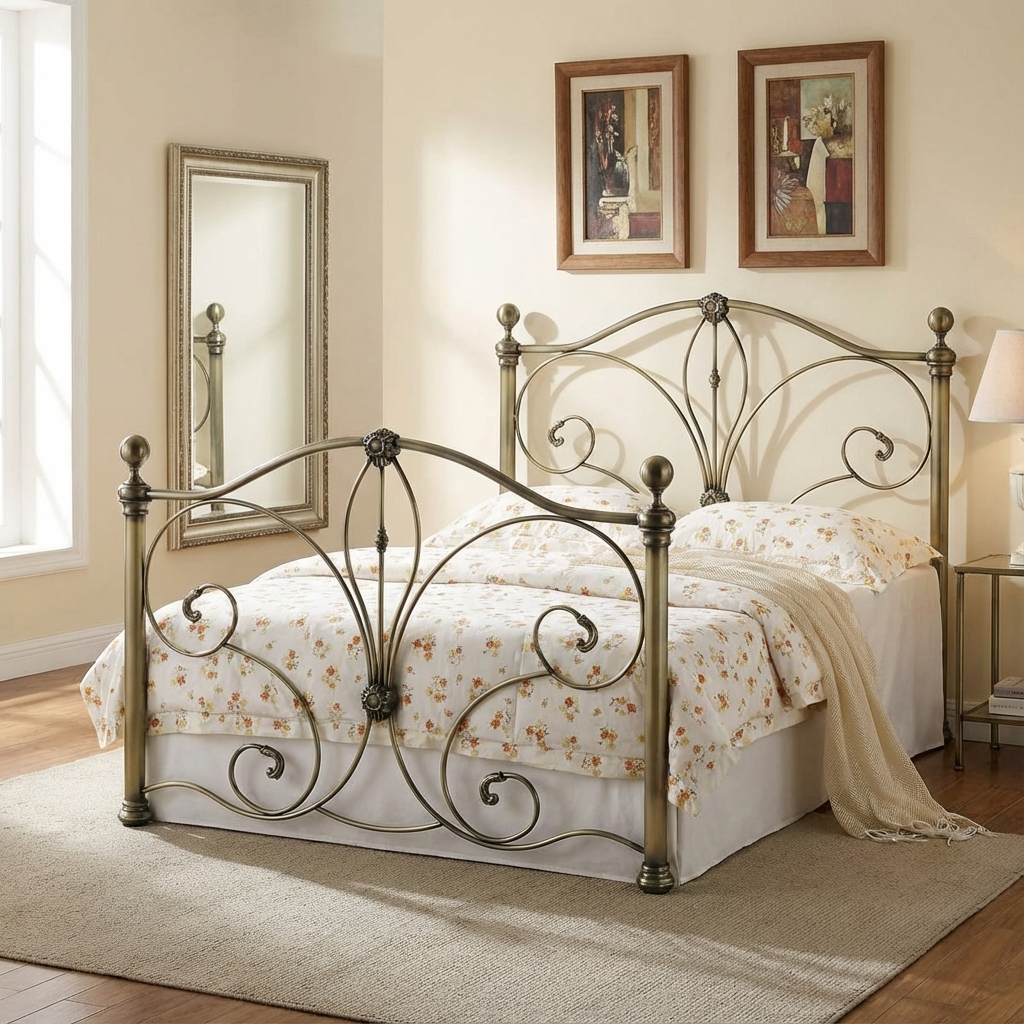 Diane Antique Brass Double Bed 135 cm DIANDOU