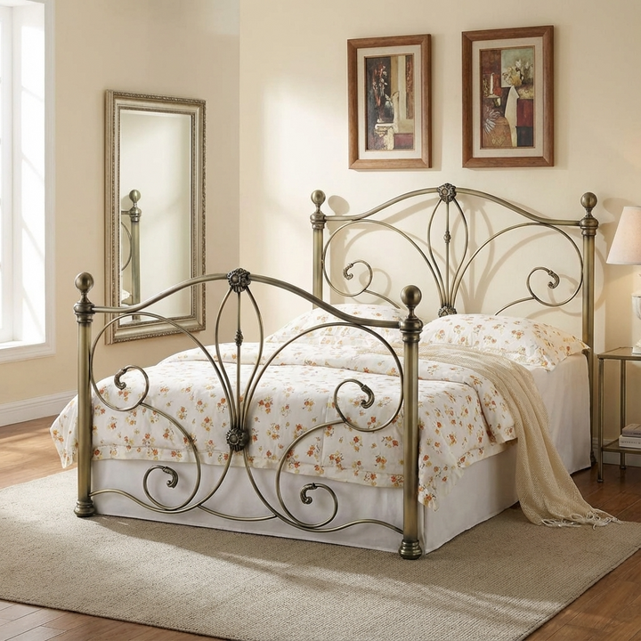 Diane Antique Brass Double Bed 135 cm DIANDOU