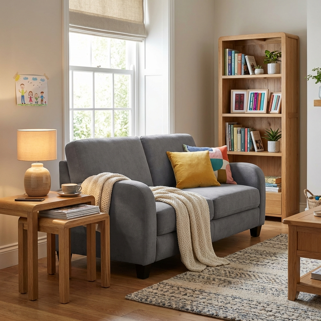 Family Reading Set 3 Three Seater Sofa, Tall Bookcase & Nest of 2 Tables FRS3 - Havenheim Furniture