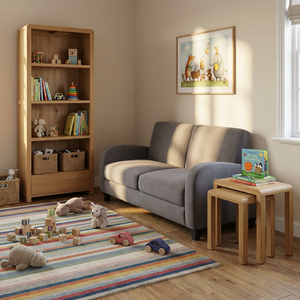 Family Reading Set 3 Three Seater Sofa, Tall Bookcase & Nest of 2 Tables FRS3 - Havenheim Furniture