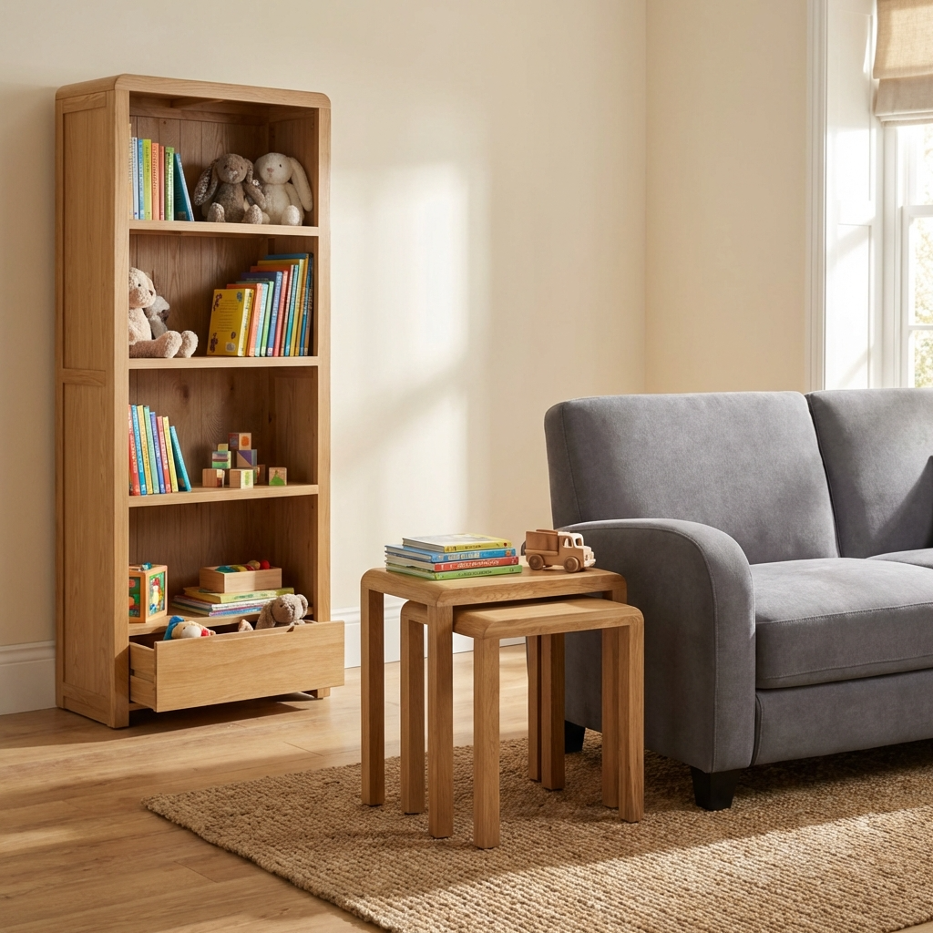 Family Reading Set 3 Three Seater Sofa, Tall Bookcase & Nest of 2 Tables FRS3 - Havenheim Furniture