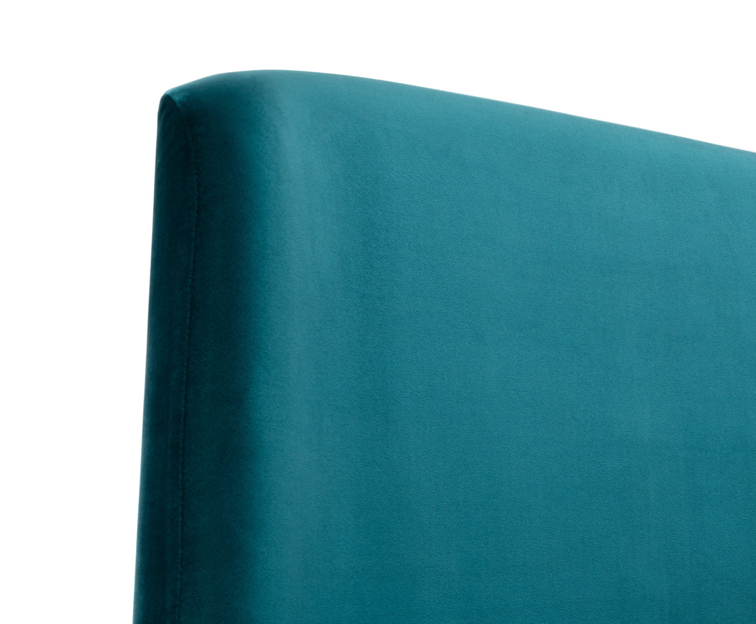 Frida Curved Velvet Bed 135cm Double Teal FRI001 - Havenheim Furniture